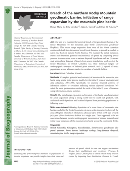 Breach of the Northern Rocky Mountain Geoclimatic Barrier