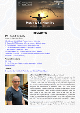 Music & Spirituality KEYNOTES