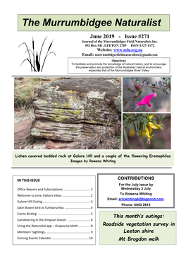 June 2019 - Issue #271 Journal of the Murrumbidgee Field Naturalists Inc