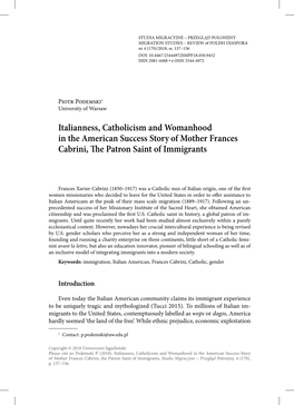 STUDIA MIGRACYJNE – PRZEGLĄD POLONIJNY MIGRATION STUDIES – REVIEW of POLISH DIASPORA Nr 4 (170)/2018, Ss