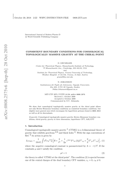 Arxiv:0808.2575V6 [Hep-Th] 28 Oct 2010 Coe 0 0822 SCISRCINFL 0808.2575.New FILE WSPC/INSTRUCTION 2:22 2018 30, October Ref