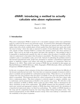 Dwar: Introducing a Method to Actually Calculate Wins Above Replacement