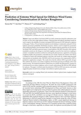 Prediction of Extreme Wind Speed for Offshore Wind Farms Considering Parametrization of Surface Roughness