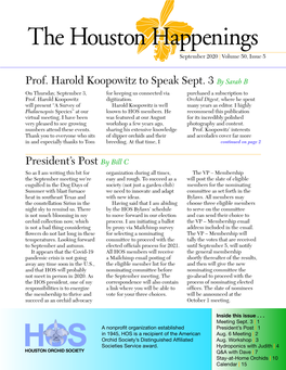 The Houston Happenings September 2020 | Volume 50, Issue 5