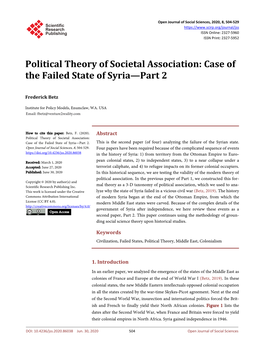 Political Theory of Societal Association: Case of the Failed State of Syria—Part 2