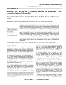 Mapping the Microrna Expression Profiles in Glyoxalase Over- Expressing Salinity Tolerant Rice