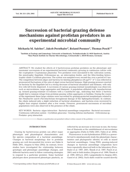 Succession of Bacterial Grazing Defense Mechanisms Against Protistan Predators in an Experimental Microbial Community