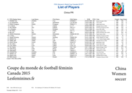 Coupe Du Monde De Football Féminin Canada 2015 Lesfeminines.Fr
