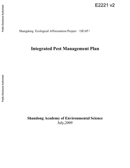 Integrated Pest Management Plan Shandong Academy of Environmental Science