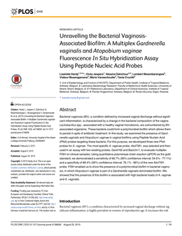 A Multiplex Gardnerella Vaginalis and Atopobium Vaginae Fluorescence in Situ Hybridization Assay Using Peptide Nucleic Acid Probes