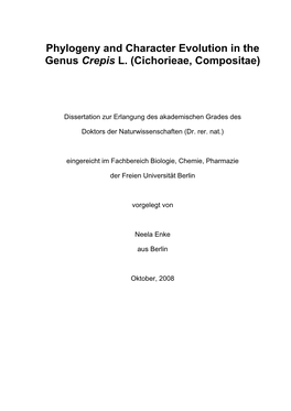 Phylogeny and Character Evolution in the Genus Crepis L