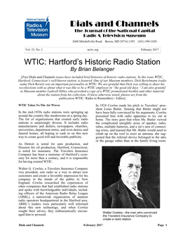 Dials and Channels the Journal of the National Capital Radio & Television Museum