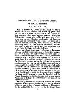 Biddlesden Abbey and Its Lands. Rev.H.Roundell
