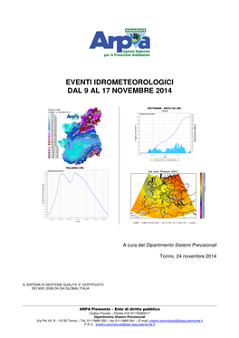 Rapporto Tecnico Eventi Idrometeorologici Dal 9 Al 17