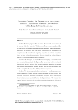 Reference Coupling: an Exploration of Inter-Project Technical Dependencies and Their Characteristics Within Large Software Ecosystems