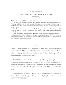 PSL(3,Q) and PSU(3,Q) on PROJECTIVE PLANES of ORDER Q4