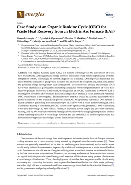 Case Study of an Organic Rankine Cycle (ORC) for Waste Heat Recovery from an Electric Arc Furnace (EAF)