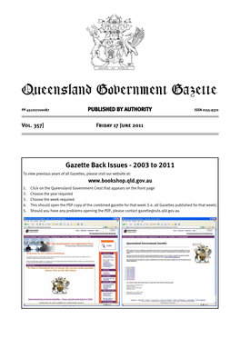 Queensland Government Gazette Extraordinary PP 451207100087 PUBLISHED by AUTHORITY ISSN 0155-9370