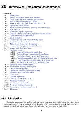 26 Overview of Stata Estimation Commands