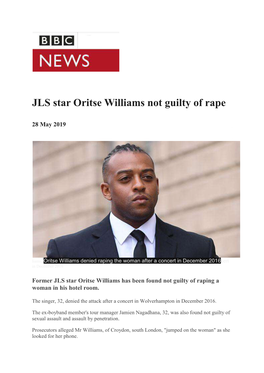 JLS Star Oritse Williams Not Guilty of Rape