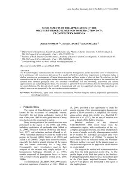 Some Aspects of the Application of the Wiechert-Herglotz Method to Refraction Data from Western Bohemia