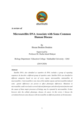 Microsatellite DNA Associate with Some Common Human Disease