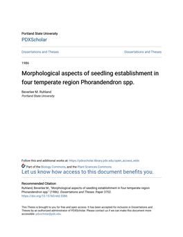 Morphological Aspects of Seedling Establishment in Four Temperate Region Phorandendron Spp