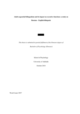 Adult Sequential Bilingualism and Its Impact on Executive Functions: a Study On