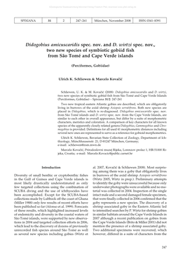 Didogobius Amicuscaridis Spec. Nov. and D. Wirtzi Spec. Nov., Two New Species of Symbiotic Gobiid Fish from São Tomé and Cape Verde Islands