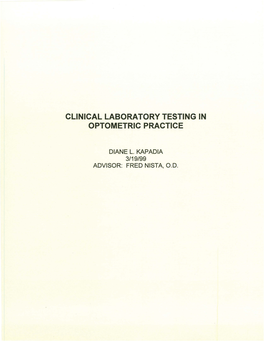 Clinical Laboratory Testing in Optometric Practice