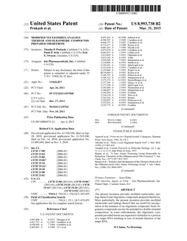 (12) United States Patent (10) Patent No.: US 8,993,738 B2 Prakash Et Al