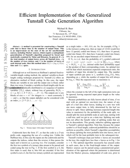 Efficient Implementation of the Generalized Tunstall Code