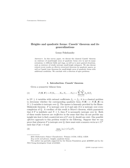 Heights and Quadratic Forms: Cassels' Theorem and Its Generalizations