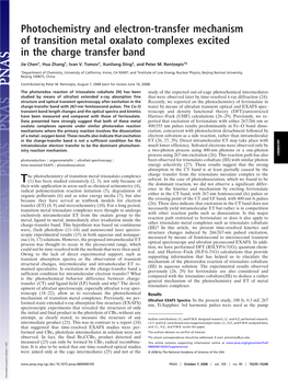 Photochemistry and Electron-Transfer Mechanism of Transition Metal Oxalato Complexes Excited in the Charge Transfer Band