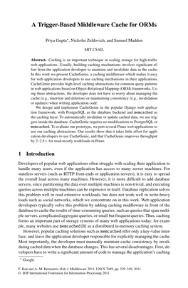 A Trigger-Based Middleware Cache for Orms