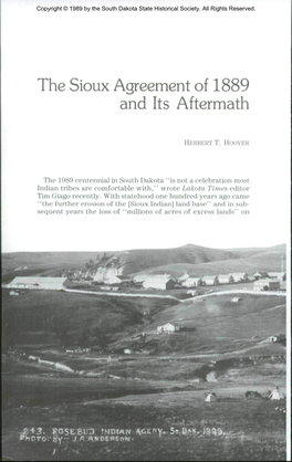 The Sioux Agreement of 1889 and Its Aftermath