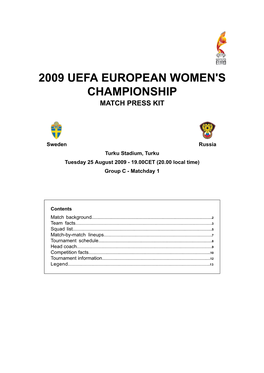 2009 Uefa European Women's Championship Match Press Kit
