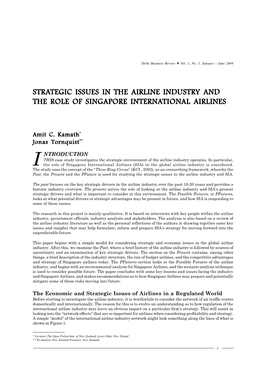 Strategic Issues in the Airline Industry and the Role of Singapore International Airlines