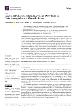 Functional Characteristics Analysis of Dehydrins in Larix Kaempferi Under Osmotic Stress