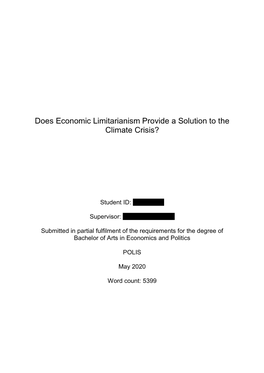 Does Economic Limitarianism Provide a Solution to the Climate Crisis?
