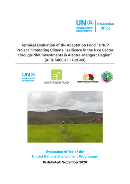 Terminal Evaluation of the Adaptation Fund / UNEP Project “Promoting