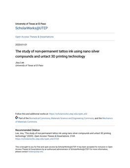 The Study of Non-Permanent Tattoo Ink Using Nano Silver Compounds and Untact 3D Printing Technology