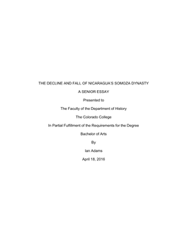 The Decline and Fall of Nicaragua's Somoza