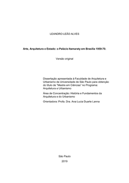 O Palácio Itamaraty Em Brasília 1959-70. Versão