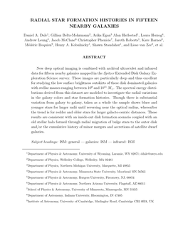 Radial Star Formation Histories in Fifteen Nearby Galaxies