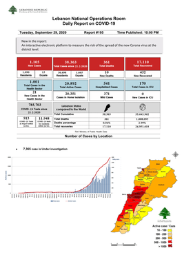 Lebanon National Operations Room Daily Report on COVID-19