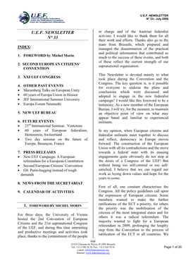 U.E.F. NEWSLETTER N° 33– July 2006