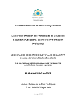 Máster En Formación Del Profesorado De Educación Secundaria Obligatoria, Bachillerato Y Formación Profesional