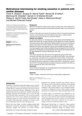 Motivational Interviewing for Smoking Cessation in Patients with Cardiac Diseases Tarek A