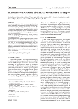 Pulmonary Complications of Chemical Pneumonia; a Case Report